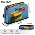 thumbnail image 3 of Standing Pencil Case with Base Large Capacity Stationery Pouch Pen Bag with Zipper for Women Men Colorful Row Boats, 3 of 7