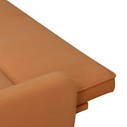 Aukfa 78 Square Arm Futon Sofa Bed Upholstered 3 Seat Couch for Home Office, Flannel, Orange