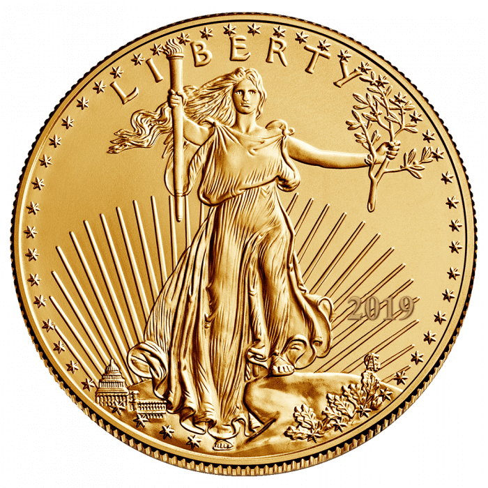 2019 1/10 oz Gold American Eagle $5 Coin BU 