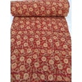 thumbnail image 4 of Red Floral Indian Kantha Quilt Handmade, Orange Flower Block Print Pure Cotton Bedspread, Indian Boho Bedding Throw, 4 of 9
