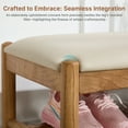 thumbnail image 5 of CREATISAN Entryway Bench, Solid Oak Wood Shoe Rack Bench, 3-Tier Shoe Bench with PU Leather Seat, Mid Century Shoe Storage Bench for Hallway, Bedroom, 43.3" White, 5 of 9