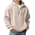 thumbnail image 3 of Quarter Zip Pullover Men 2026 Fall Winter Long Sleeve Waffle Knit Plain Hooded Sweatshirt with Pockets Mens Hoodie, 3 of 5
