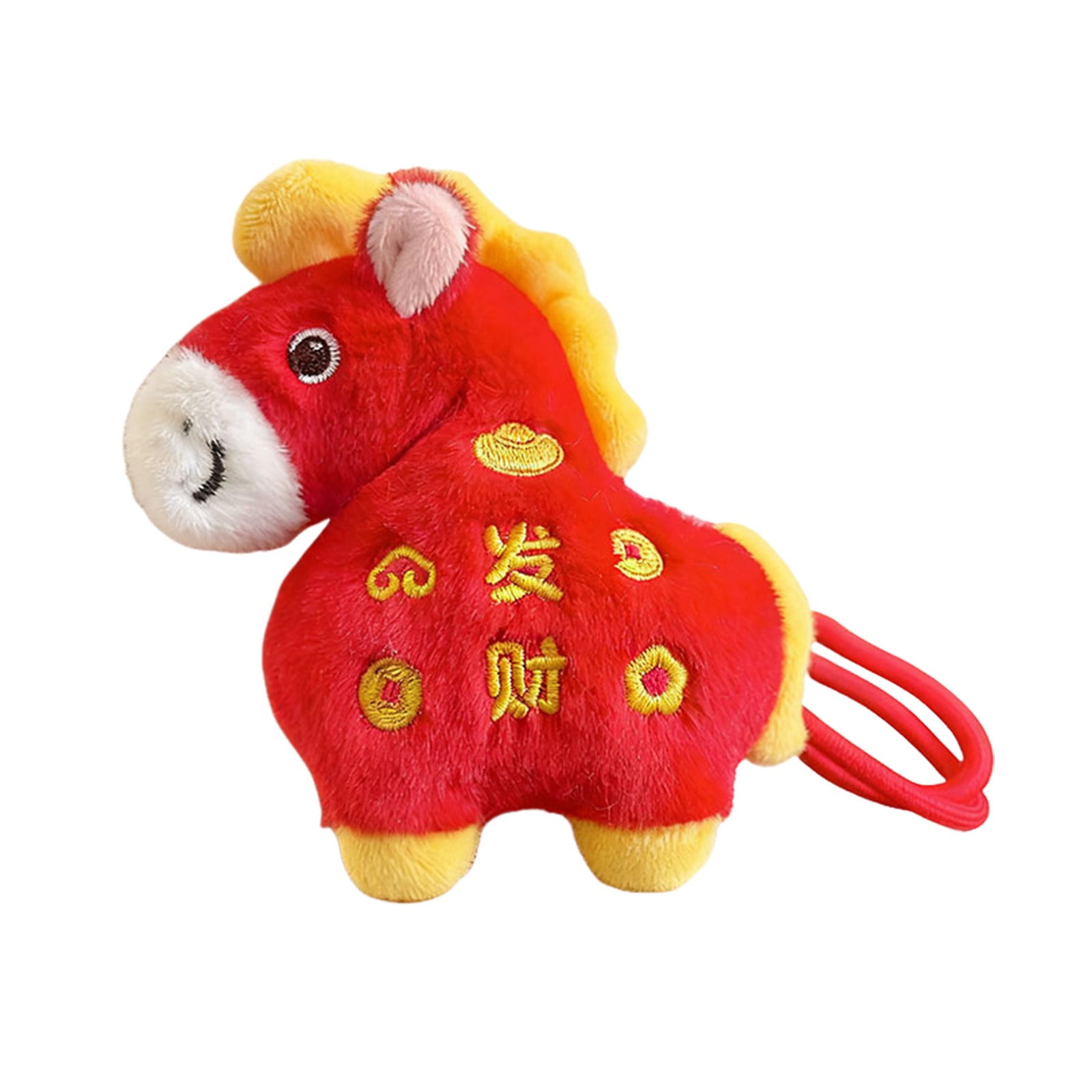 2026 Year of The Horse Chinese New Year Ornaments Hanging Horse Plush Toy Keychain Mini Stuffed with Cultural Symbol Integration Cute New Years Gift for Indoor Outdoor Holiday Car Decoration(1Pc)
