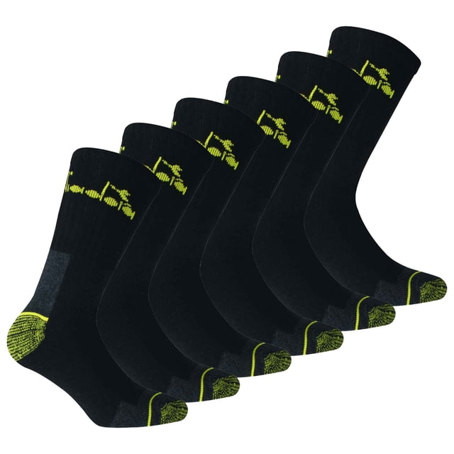Diadora Calcetines de Trabajo Unisex, Paquete de 6 - Calcetines Deportivos, Algodón, Logotipo, color sólido Negro 39-42