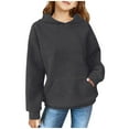 thumbnail image 2 of Atogsazn Kid Girl Oversized Sweatshirt Children Long Sleeve Pullover Hooded Sweatshirts Spring Fall Clothes Dark Gray 13-14 Years, 2 of 7