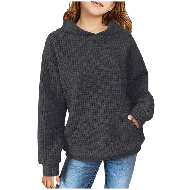 Mgmyaa Girls Hooded Long Sleeve Sweatshirt Round Neck Pullover Tops for 4-11Y