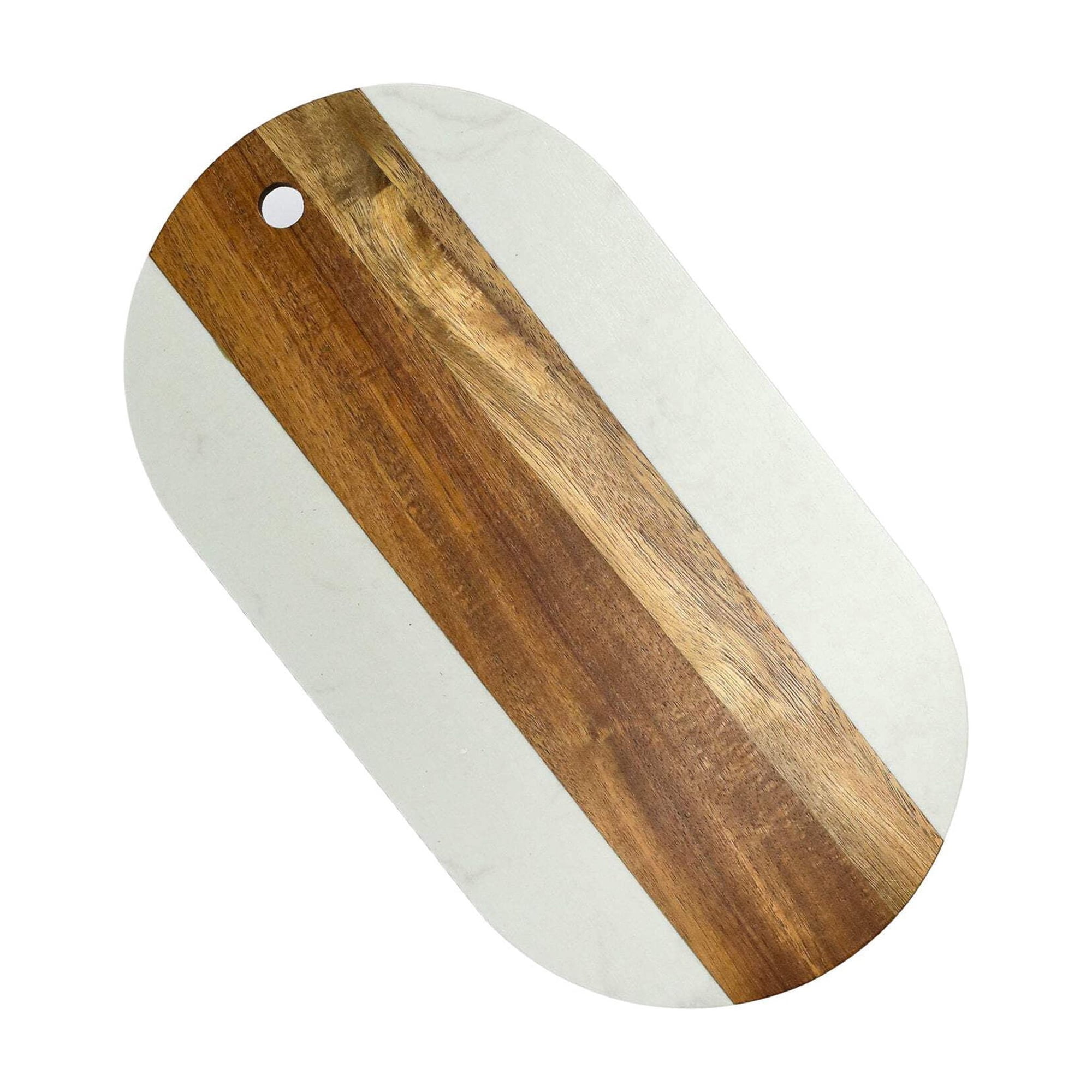 White Marble/Acacia Wood Oval Board