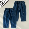 thumbnail image 2 of HUANBAI Boys Stretch Denim Pants For Kids Comfortable Casual Loose Fit Jeans With Elastic Waist Perfect For Outdoor School Daily Wear 9-11 Years, 2 of 9