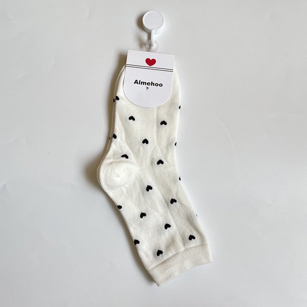 Calcetines largos y bonitos de algodón para mujer con estampado de corazón de amor, bonitos calcetines de diseño kawaii para mujer, calcetines cálidos de alta calidad para mujer