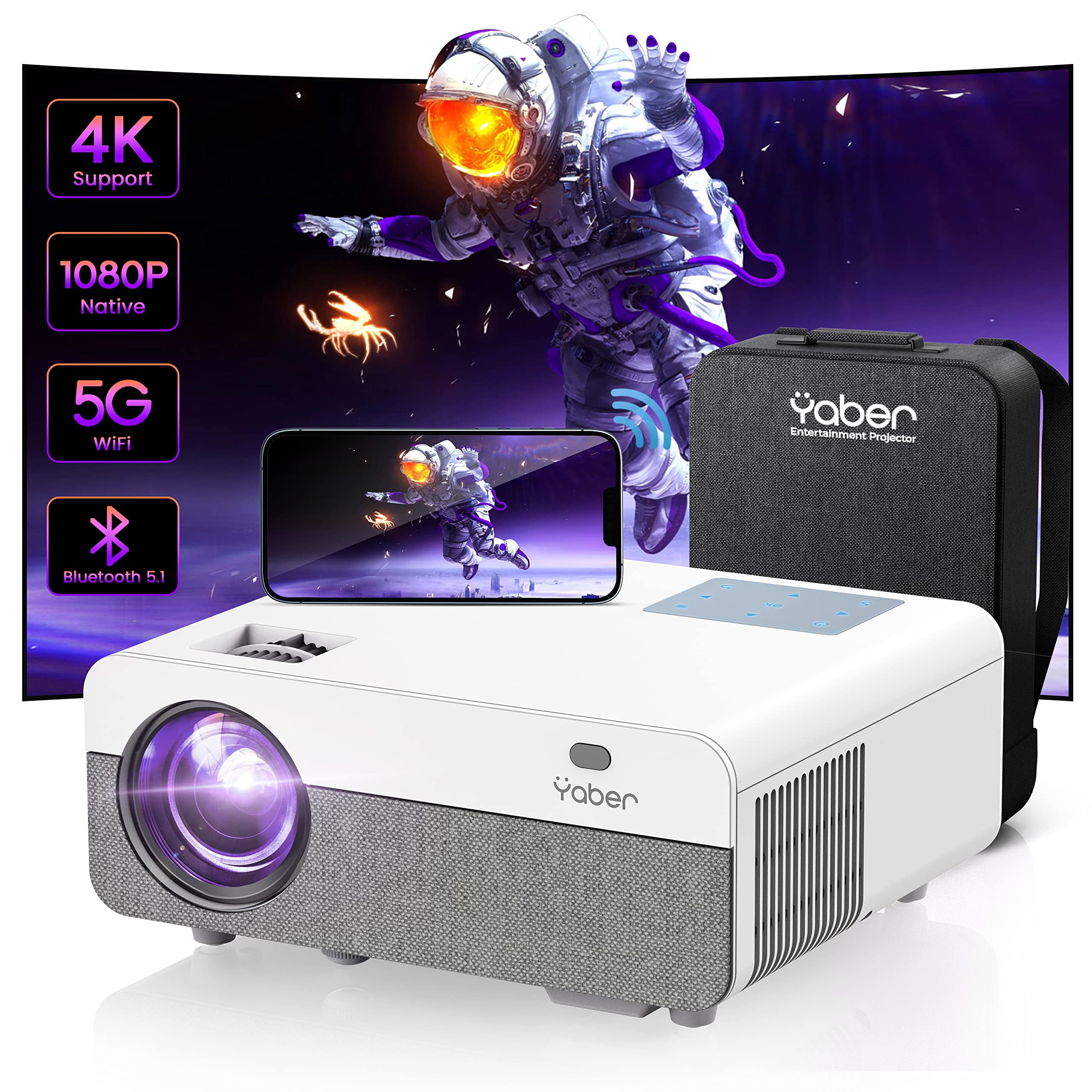 Yaber Pro Y9 4K LCD Projector with Laser Screen, 15000LM Full HD Native