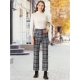 thumbnail image 3 of INSPIRE CHIC Pantalones De Tobillo A Cuadros Para Mujer Pantalones De Trabajo A Cuadros De Tartán Casual Con Botones Negro M, 3 of 6
