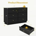 thumbnail image 3 of RoyalCraft 6 Drawer Dresser, Modern Closet Dressers Chest of Drawers with Crystal Knobs & Decorative Painted Strip, Wood Storage Cabinet for Bedroom Living Room Hallway Closet, Black, 3 of 8