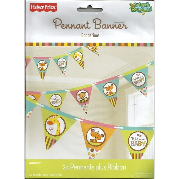 Fisher Price Baby Shower Animals of the Rain Forest Pennant Banner Kit (1ct)