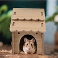 thumbnail image 3 of Pet Cages Hamster House, Wooden Hamster House Hideout, Small Animal Sleeping Hut with Cozy Snow Roof Design, Natural/Wood/Hideaway, Cage Accessories for Dwarf Hamsters, Gerbils & Mice C, 3 of 4