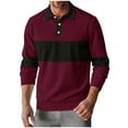 thumbnail image 2 of COSFO Polo Shirts for Men Striped Casual Waffle Long Sleeve Shirts Pullover Slim Fit Collared Button Graphic Tees, 2 of 5