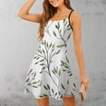 thumbnail image 3 of Elegant Green Leaf Branch Pattern Slip Dress Dresses For Woman Fairy Dress, 3 of 6