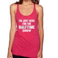 thumbnail image 1 of Wild Bobby I'm Just Here For The Halftime Show Sports Women Tri-Blend Racerback Tank Top, Shocking Pink, X-Large, 1 of 5