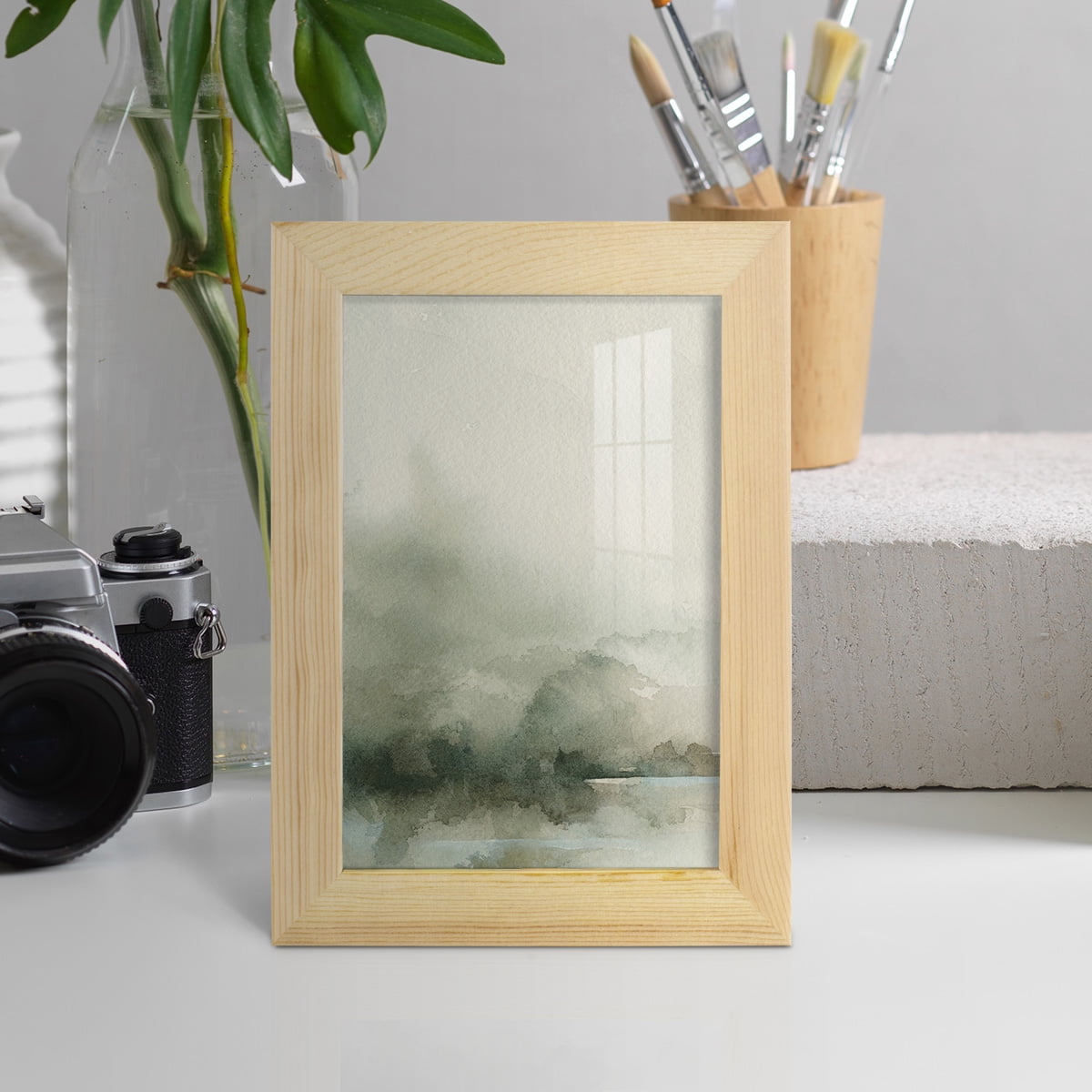 Heavy Fog I - Framed Print w/glass - Natural Wood
