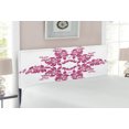 thumbnail image 2 of Purple Headboard, Autumn Vine Bridal Flower Bouquet Vintage Style Circle of Leaves Laurel Wreath, Upholstered Decorative Metal Bed Headboard with Memory Foam, Full Size, Violet White, by Ambesonne, 2 of 4