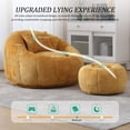 thumbnail image 4 of Chenille Upholstered Round Lazy Cozy Bean Bag Chair with Ottoman-Yellow, 4 of 7