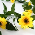 thumbnail image 3 of 4 Pack Artificial Sunflower Garland Silk Sunflower Hanging Vine Garland with Flowers Green Leaves for Wedding Table Garden Craft Party Decoration, 3 of 4
