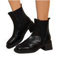 thumbnail image 5 of Wowcloth Women's Winter Chelsea Boots – Square Toe Slip-On Ankle Boots with Chunky Heel and Solid Color Design for Casual Stylish Outfits, 5 of 7