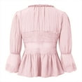 thumbnail image 6 of Elegant Lace Shirt Collar Blouse With Smocked Waist and Chiffon Sleeves Sun Loose Fit Casual Top for Women Oversized T-shirts Short Sleeve Crewneck Casual Tops, 6 of 6