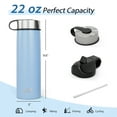 thumbnail image 4 of Costway 22 oz Double Wall Insulated Water Bottle Stainless Steel w/ 2 Lids & Straw, 4 of 10