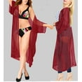 thumbnail image 2 of HAPPY BAY Women's Chiffon Summer Open Front Chunky Beach Beachwear Duster Kimono Cardigan for Women 1X-2X Red_AB905, 2 of 6