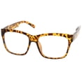 thumbnail image 2 of sunglassLA Unisex Casual Bold Square Clear Lens Horn Rimmed Eyeglasses 53mm (Shiny Tortoise / Clear) - 53mm, 2 of 4