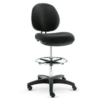 Alera Interval Series Swivel Task Stool, Supports Up to 275 lb, Black Faux Leather