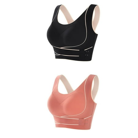 Bigersell Push up Bra Clearance 2pcwomen Fashion Side Buckle Yoga Underwear Waistcoat Seamless Together Everyday Bras Balconette Bra Style F-1169 Orange XXL