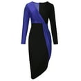 thumbnail image 4 of Robe Midi Moulante Aguichant à Manches Longues pour Femmes Col en V Ajustée Élégante Robe Flomale Fendue Robe de Cocktail Robe de Travail, 4 of 7