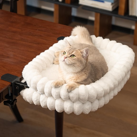 Cat Bed Hammock for Desk – 2-in-1 Reversible Design with Metal Frame – Space-Saving Foldable Cat Perch for Home Office – No Drilling Installation – 60 x 38 cm