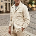 thumbnail image 5 of Utility Jacket Men Lapel Collar Button Multi Pockets Single Breasted Vintage Cargo Coat Spring Fall Casual Outdoor Outerwear, 5 of 9