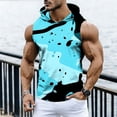 thumbnail image 2 of YLSDY Men's All-Over Print Sleeveless Hoodie Top, Casual Drawstring Pullover Tank for Street Style Blue S, 2 of 9