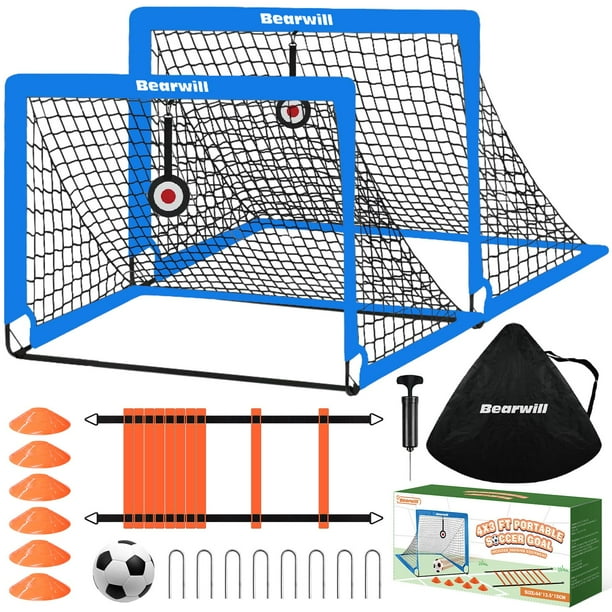 Portería de fútbol Bearwill para niños 4x3 pies con balón, escalera y conos