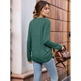 thumbnail image 6 of Womens Long Sleeve Shirts V Neck Casual Tops Loose Dressy Basic Fall Fashion Trendy Outfits Winter Clothes Green L, 6 of 7