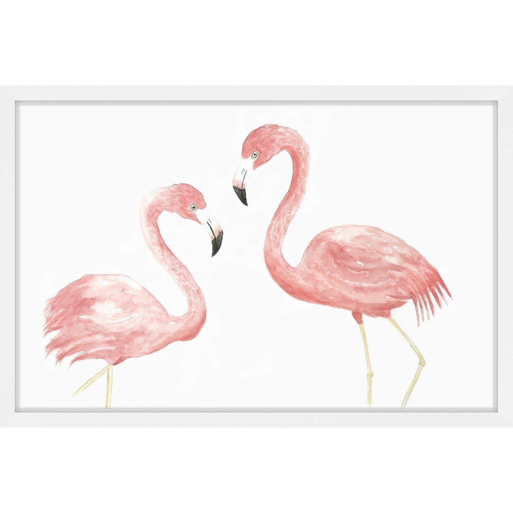 "Flamingo Courtship" Framed Painting Print