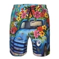 thumbnail image 3 of Cauagu Floral Truck Welcome Print Men's Swim Trunks,Hawaiian Bathing Suit Swimsuits Beach Shorts with Pockets for Men Quick Dry Swimming Board Shorts-Small, 3 of 6