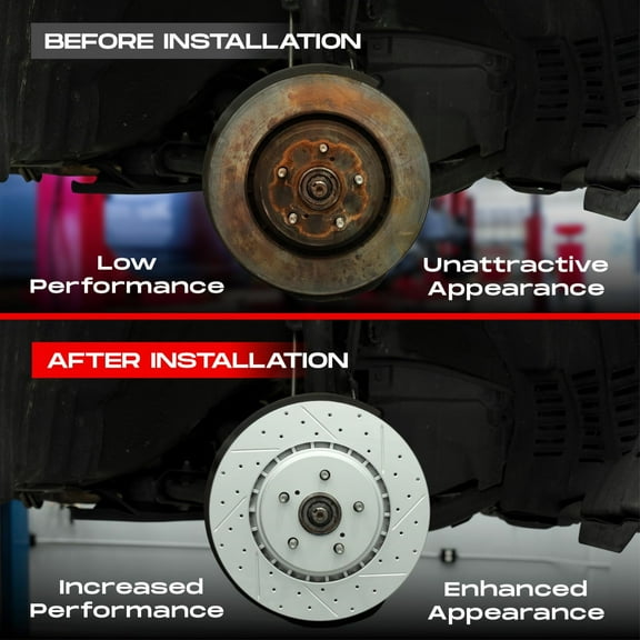 R1 Concepts Drilled and Slotted Carbon Coated Disc Brake Rotor Set with Euro Ceramic Pads WBTN1-32049