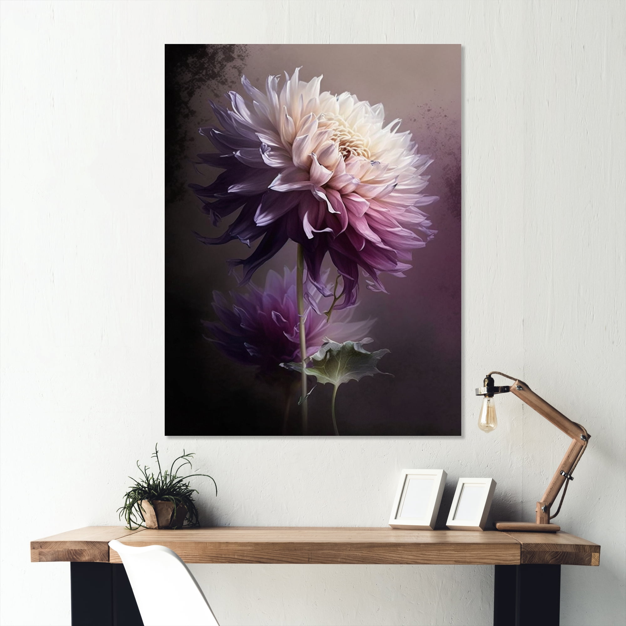 Designart Purple Dahlia Flower I Canvas Wall Art