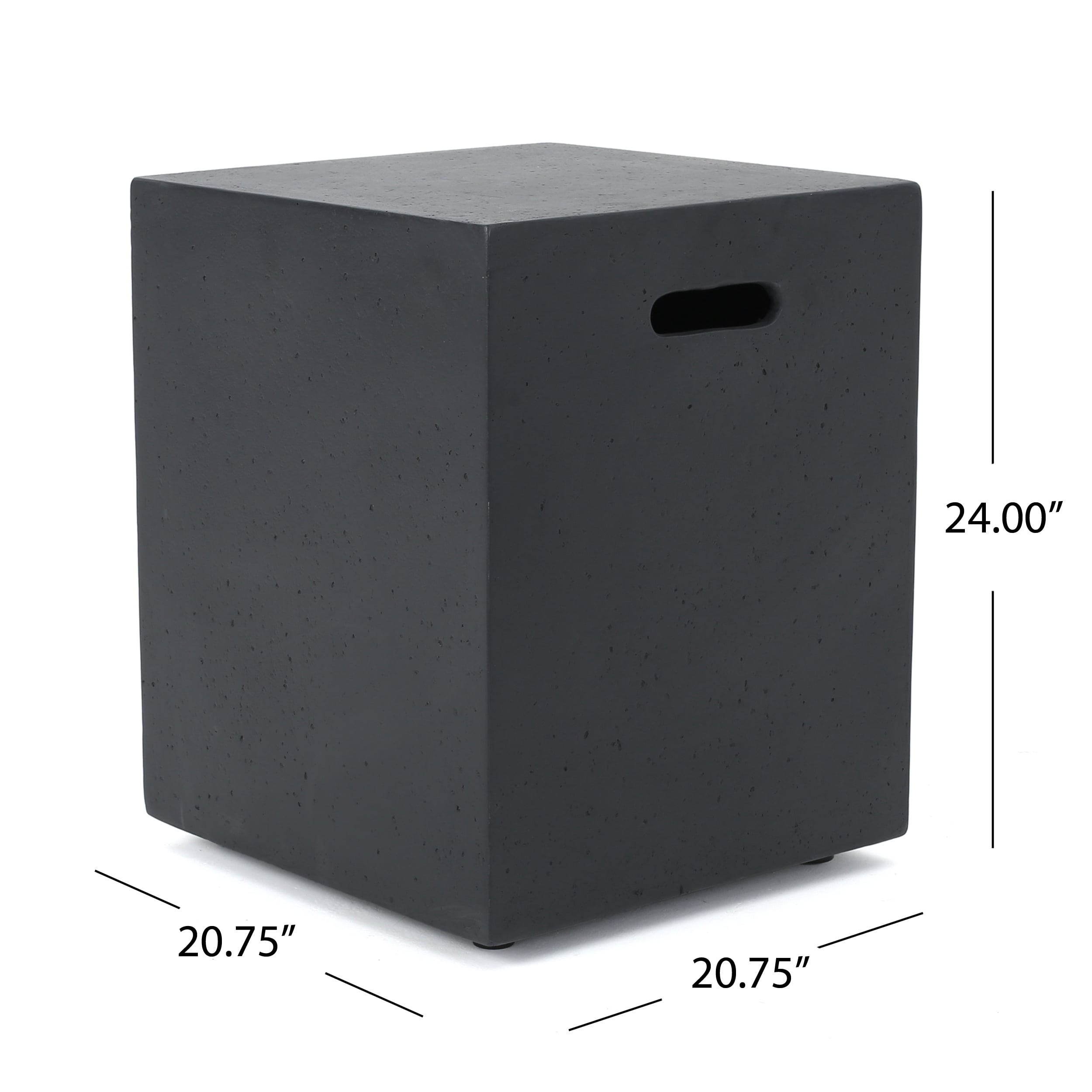 Alison Outdoor 40" Light Weight Concrete Rectangle Gas Burning Fire Pit with Tank Holder, Dark Gray