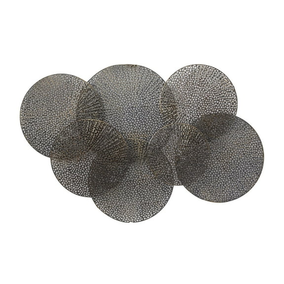 DecMode Black Metal Geometric Overlapping Perforated Plate Wall Decor