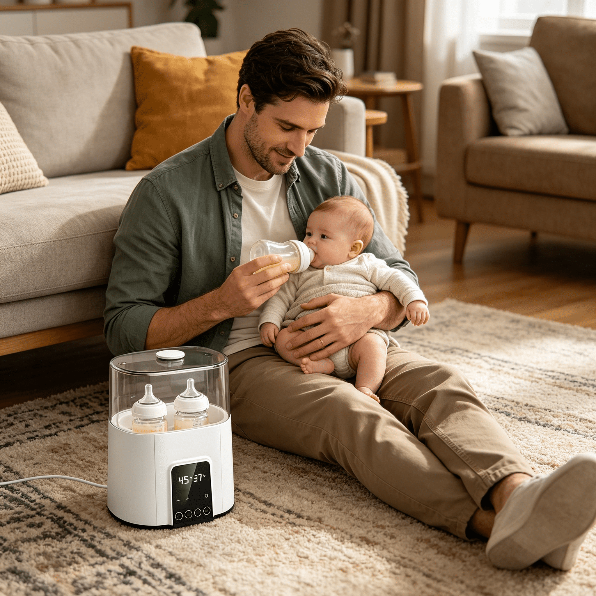 EXLEAF 2026 New Bottle Warmer 5-Minute Baby Bottles Heating Compact Convenient Bottle Warmer Powerful Steam Sterilizer and Dryer for Clean Bottles for Travel Home Daycare