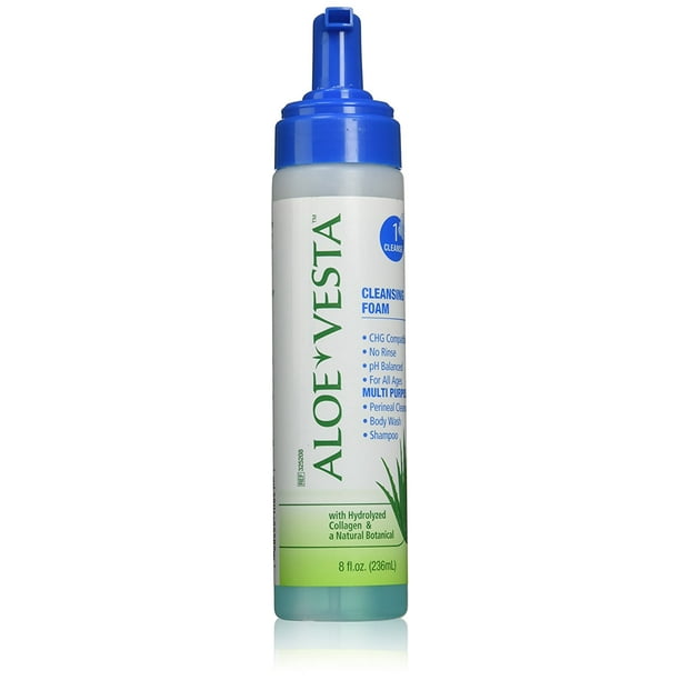 Cleansing Foam No Rinse Skin Cleanser Clean Scent 8 Ounce Pump Bottle One 8 Ounce Bottle By Aloe Vesta Walmart Com Walmart Com