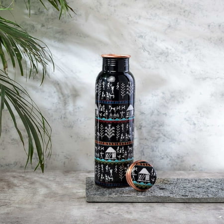 

Warli Print Black Copper Bottle
