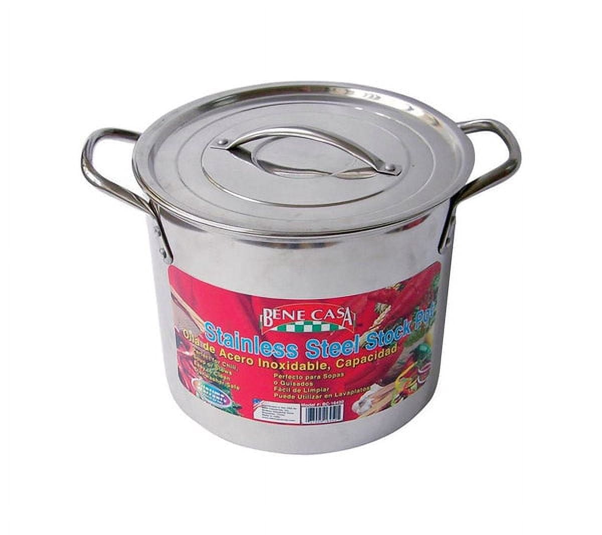 1 PC Bene Casa Stainless Steel Stock Pot 11.18 in. 20 qt Silver