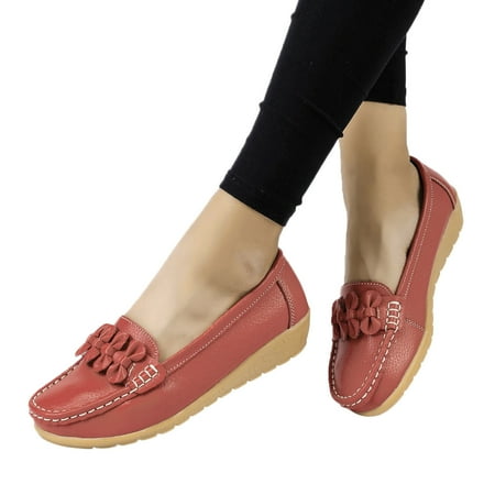 Oyedens Women s Slip on Loafers Comfort Casual Leather Wedge Walking Boat Shoes Travel Work Shoes