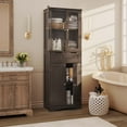 thumbnail image 6 of Asofer 67" Storage Cabinet, Tall w/Glass Door & 2 Drawers, Dark Brown, 6 of 10